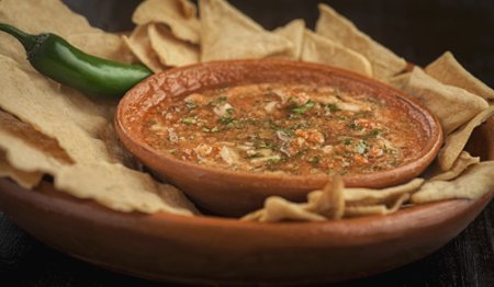 Tomato and Serrano Pepper Salsa served with tortilla chips