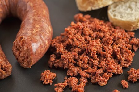 Chorizo accompanied with bread